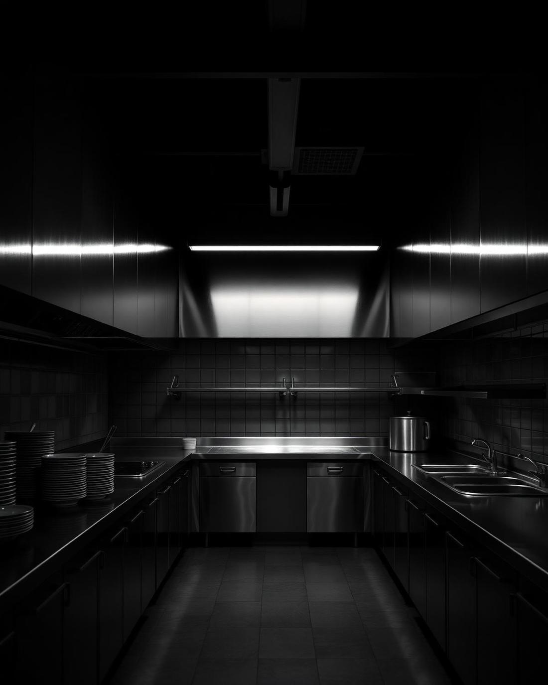 Cozinha profissional em aço inox, ambiente onde a linha Gastronomia é usada