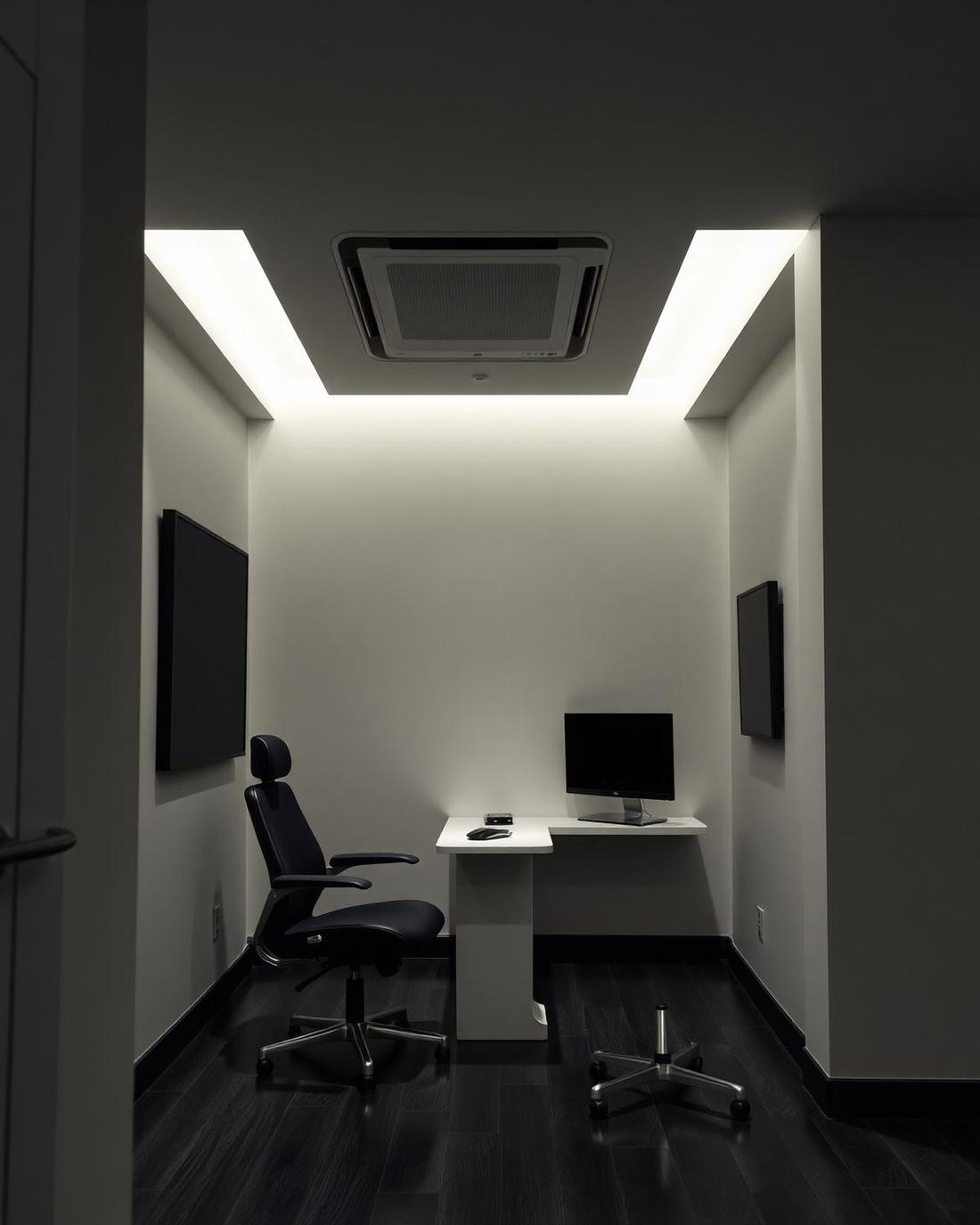 Consultório clínico minimalista, ambiente onde a linha Hospitalar é usada