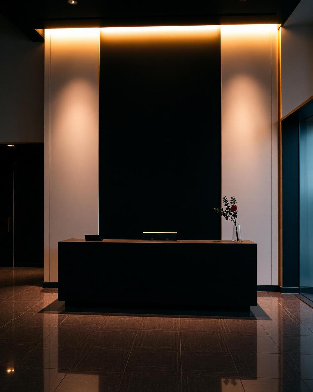 Recepção corporativa elegante, ambiente onde a linha Social é usada