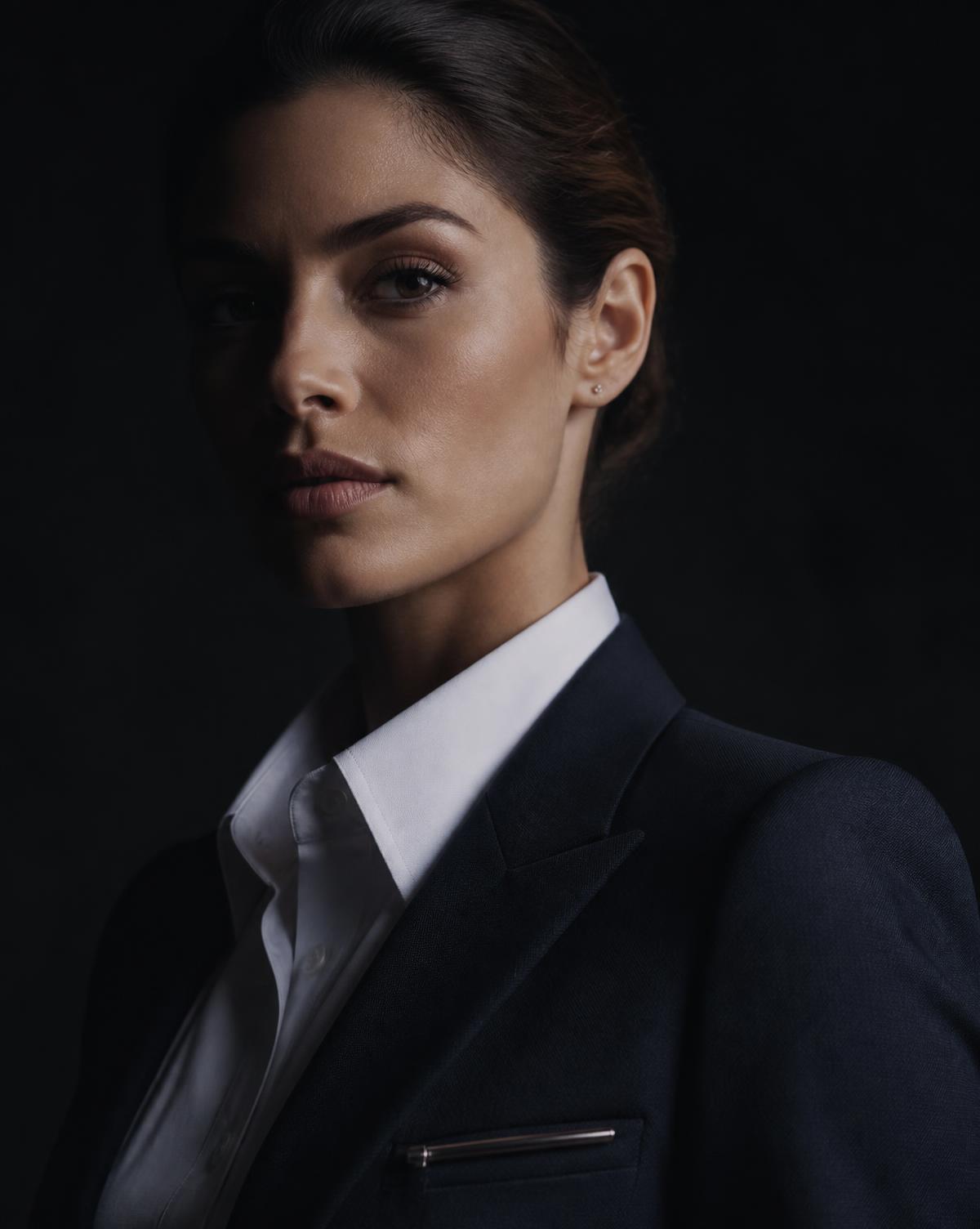 Profissional em uniforme social sob medida, retrato editorial