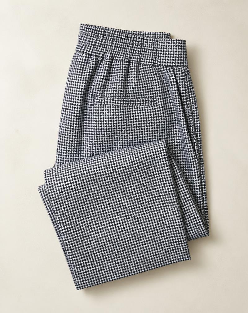 Calça de cozinha em padronagem pied-de-poule dobrada